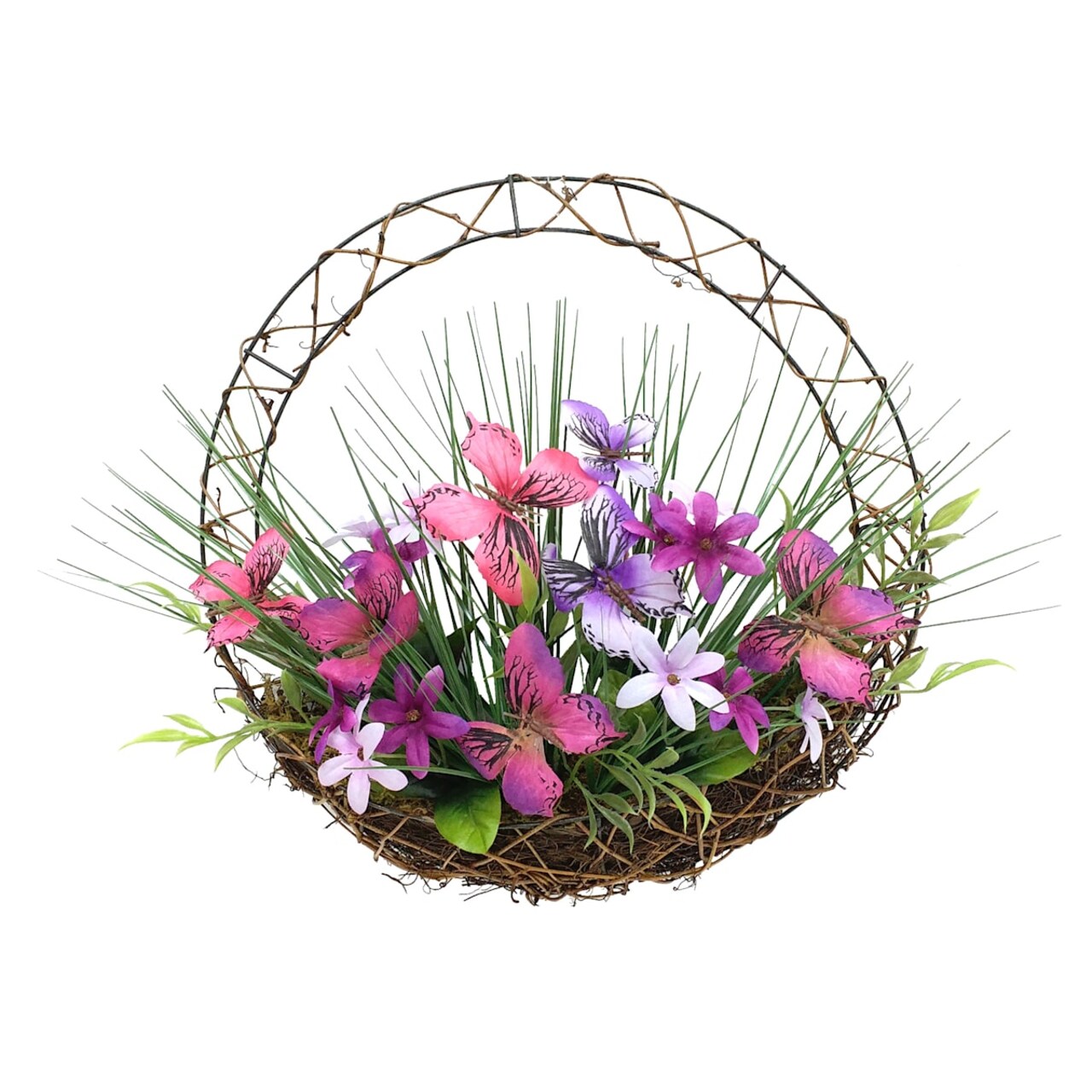 16″ Butterfly Basket Wreath – Spring/Summer Floral Door & Wall Décor